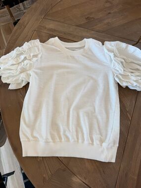 NEW Maeve White Ruffle Sleeve Top - XS